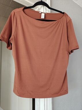 H&M Rust Orange Short Sleeve Boatneck Top